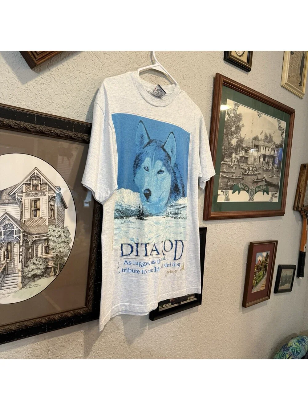 Vintage 90s Alaska Iditarod Race Shirt Size Medium Single Stitch Husky Souvenir